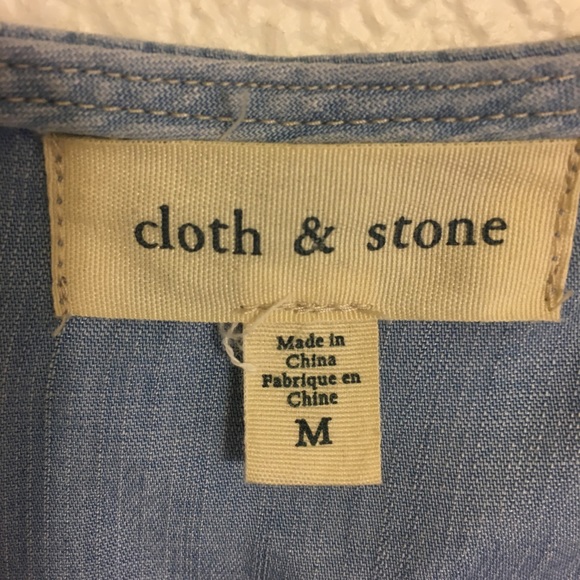 Cloth & Stone Chambray Long Sleeve Romper Blue Med - Picture 5 of 5